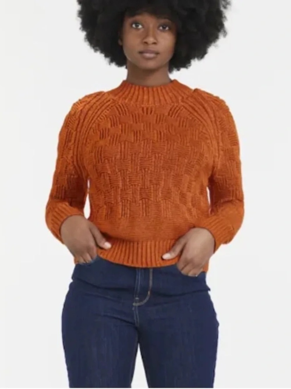 PrAna Rust Burnt Orange Knit Mock Neck Sky Meadow Sweater